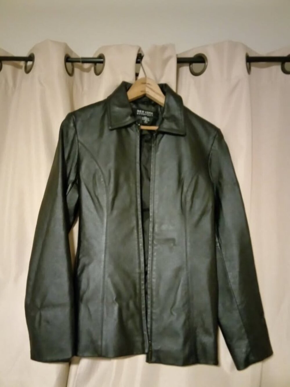 Women's New York & Co. Genuine Leather Black Coat - size small